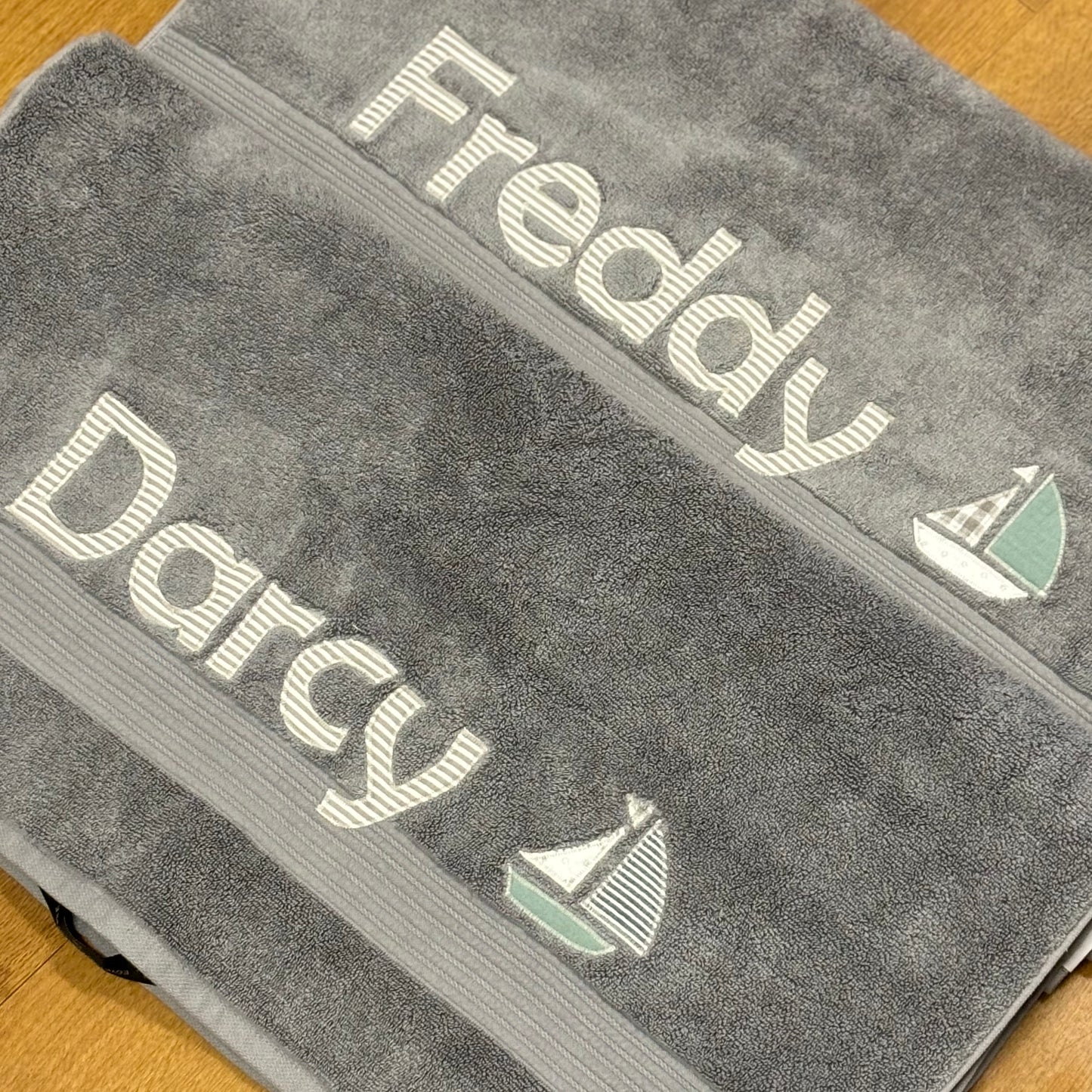 Personalised Bath Towel | Light Grey