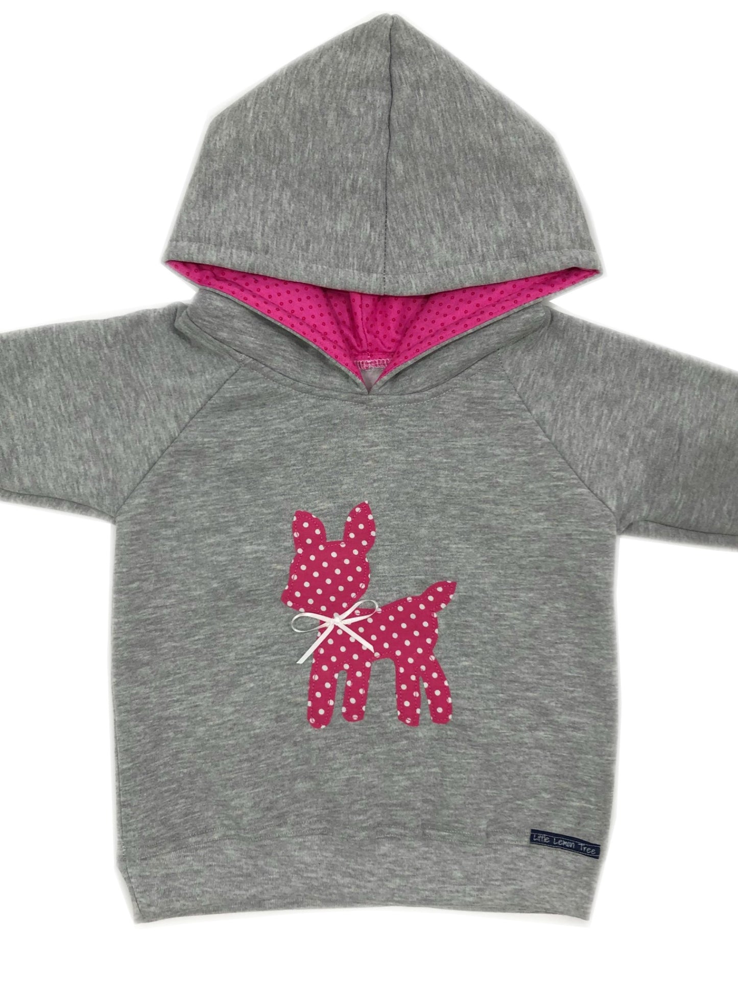 Hoodie | Pink Polkadot Fawn on Grey