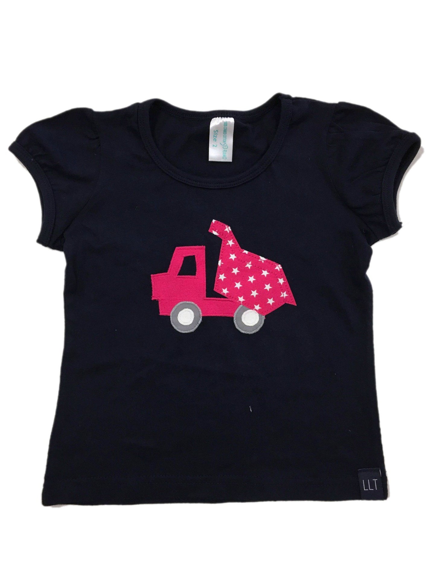 LLT Girls Tee | Navy Puff Dumptruck