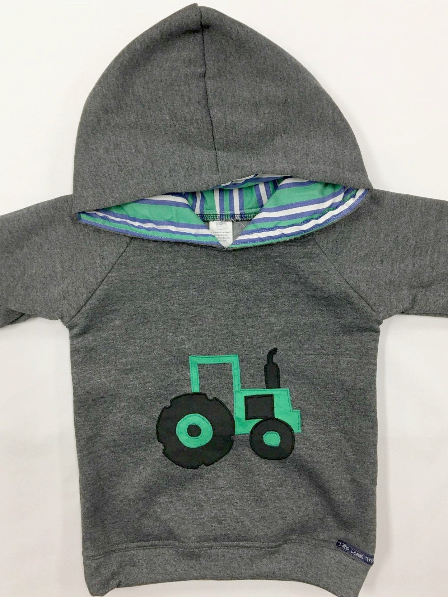 Hoodie | Green Tractor on Dark Grey