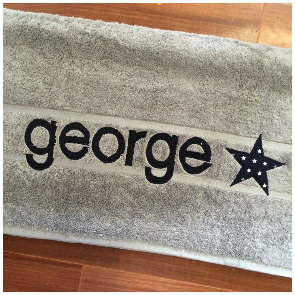 Personalised Bath Towel | Light Grey
