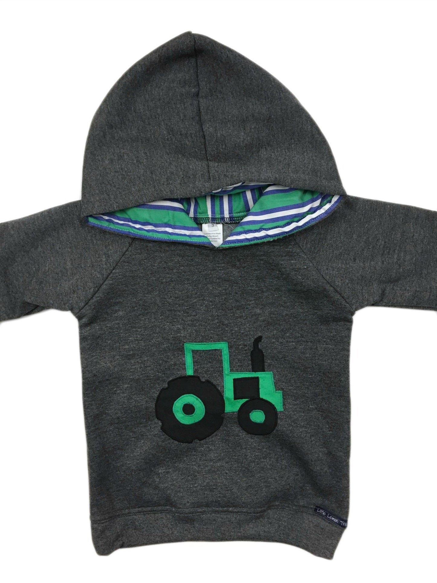 Hoodie | Green Tractor on Dark Grey